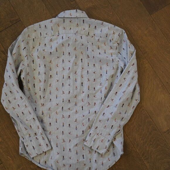 Bonobos Shirt Mens Small Long Gray Button Down Slim Fit Ski Skier - Picture 5 of 7